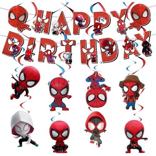 Decoraciones De Cumpleaños De Araña Dibujos Animados,...