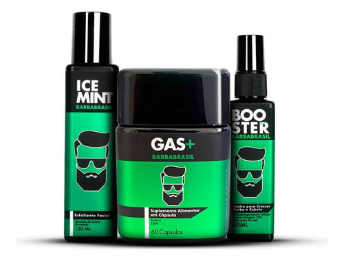 Kit Crescer Barba Esfoliante, Gas+, Tonico Barba Brasil