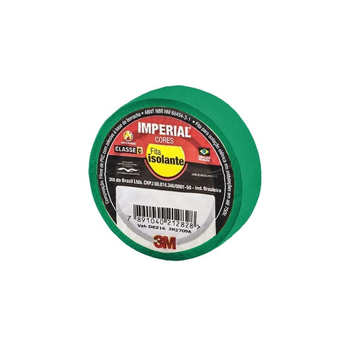 Kit C/ 10 Fita Isolante Imperial Verde 18mm X 10m 3m