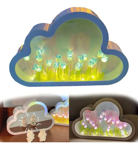 Luz Nocturna Con Espejo De Tulipán De Nube Para Dormitorio E