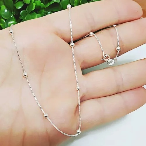 Conjunto Pulseira Colar Prata 925 Kit Bolinhas Legítimas Elo Cor Prata 925 Legítima Diâmetro 45 cm