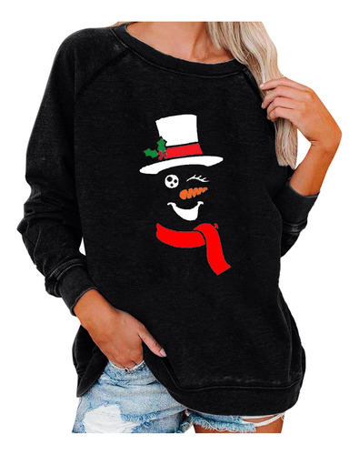 Tops Navidad Para Mujer Otoño Lindo Muñeco Nieve Grafico