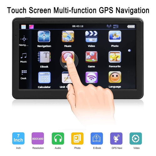 Navegador Gps Para Automovil Navruf Color Negro, 7 Pulgadas