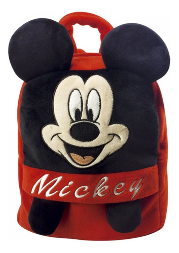 Bolsa Mochila Em Pelúcia Orelhas Mickey Licenciado Cor Preto