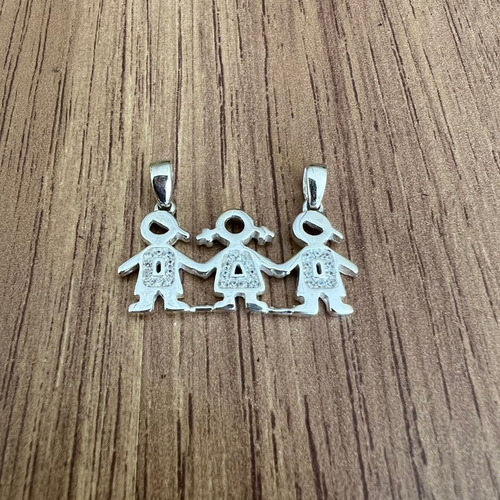 Imagen 4 de 9 de Dije Niños Y Niña De Plata 925 Con Zirconias Agálea