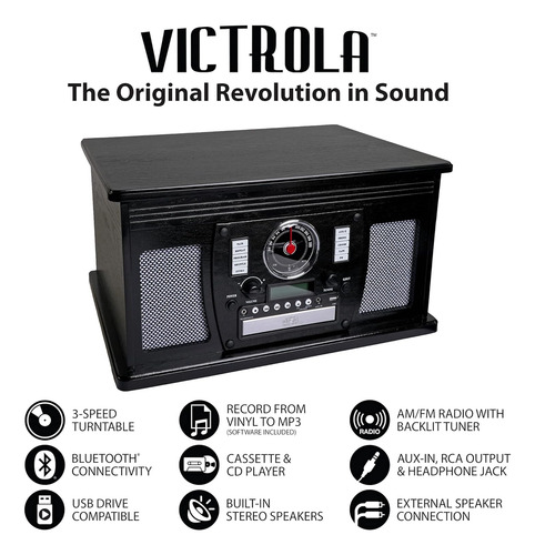 Tocadiscos Y Centro Multimedia Victrola 8 En 1...