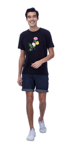 Camiseta Masculina Estampa Exclusiva Rosas Reserva