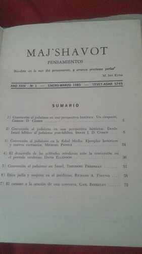 Libro Maj'shavot Pensamientos 1985 Conversión Al Judaísmo (Usado)