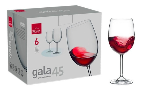 Set De 6 Copas De Vino Tinto De Cristal Rona 450ml