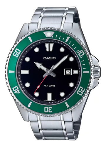 Reloj casio hombre mdv-107d-3a analogico acero inox color plateado y verde