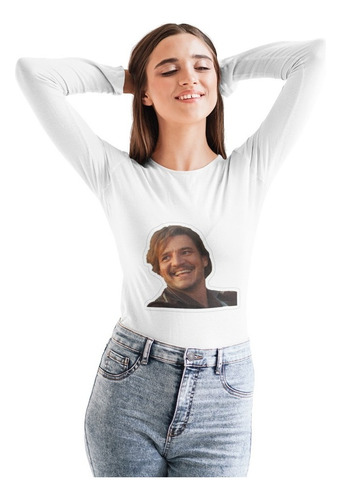 Polera Larga Unisex Pedro Pascal Meme Mira Estampado Algodon