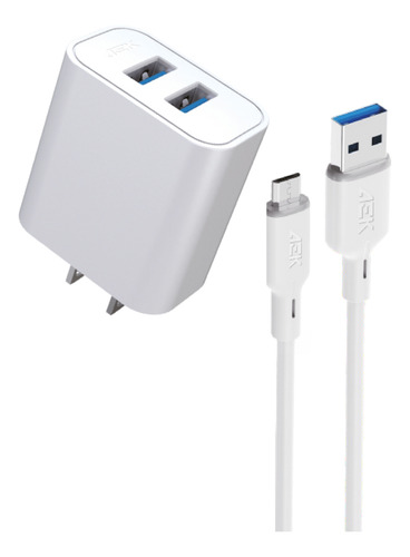 Cargador Doble Entrada Con Cable 12w Carga Rápida V8