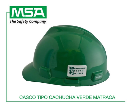 Casco De Seguridad Cachucha Suspensión Matraca Verde Msa