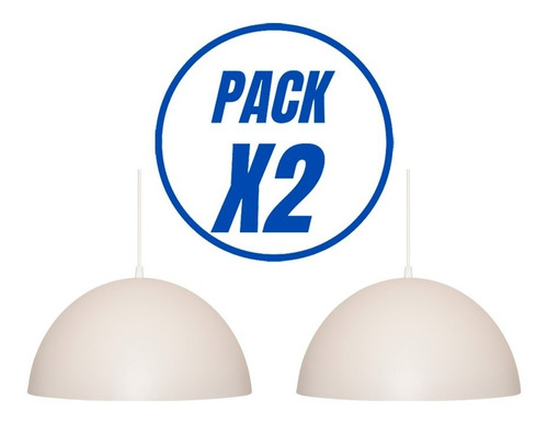 Pack X2 Lampara Colgante Moderna Interior Blanco Ø38 Cm Led