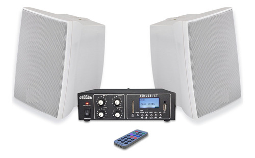 Kit Sonido Ambiental Intemperie Exteriores 40w Rms 2 Bafles