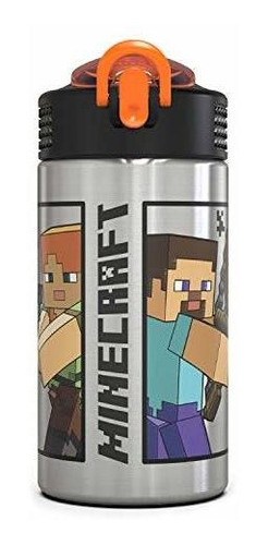 Contenedor Zak Designs Minecraft - Botella De Agua De Acero 