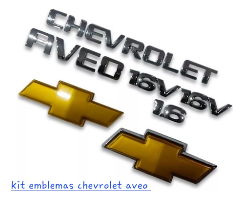Kit Emblemas Chevrolet Aveo 1.6 16v Logo Delantero Y Trasero
