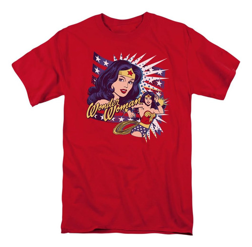 Camiseta Y Pegatinas Pop Art De Wonder Woman (mediana) Rojo