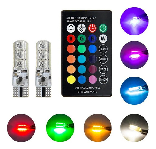 Ampolleta T10 Led Cola Pez Multicolor Rgb Control