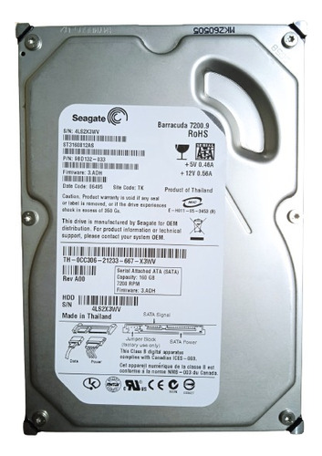 Dell Cc306 160gb 7.2k Disk Sata-300 3.5in (sgt)- Disco Duro