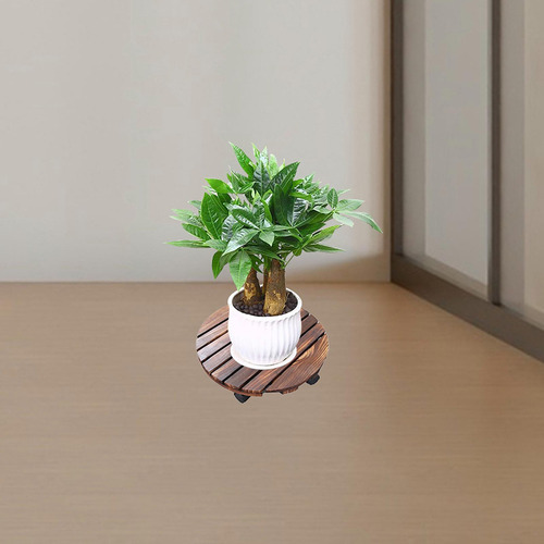 Macetero De Madera Con Ruedas, Soporte 25 Centímetros