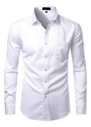 Camisa De Fibra De Bambú Negra Para Hombre, Informal, Ajusta