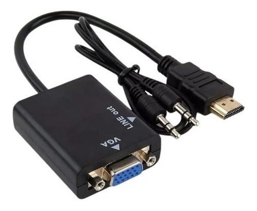 Imagem 1 de 4 de Cabo Adaptador Conversor Hdmi Para Vga Com Saída P2 De Áudio
