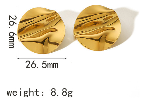 Aretes Estilo Clásico Círculo Acero Inox Chapado En Oro 18k