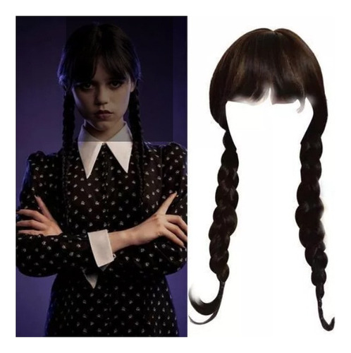 Disfraz Baile Merlina /wednesday Addams Cosplay Pelucas