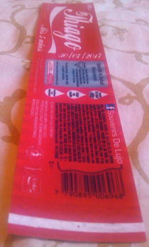 Souvenir Para Cumpleaños: Lote De 20 Etiquetas Coca Cola 600