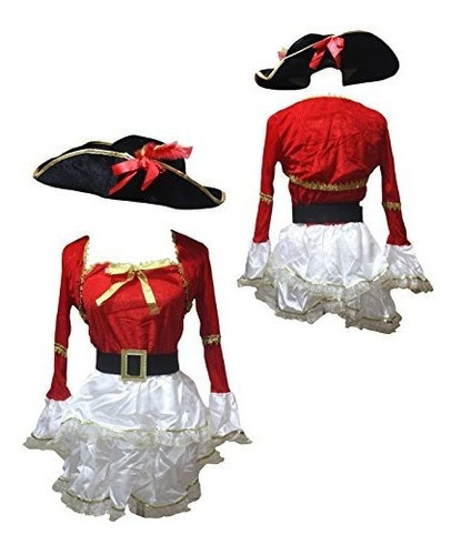 Disfraces Niñas - Vestido De Pirata Rojo De Petitebella
