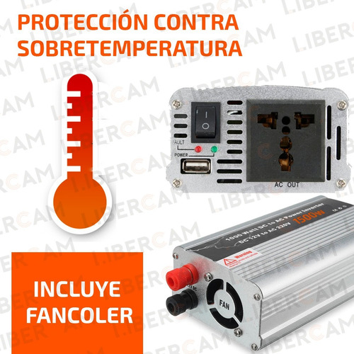 Convertidor Inversor 1500w 12v 220v Camping Auto Usb Nautica