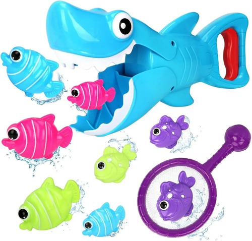 Barrettomegastore Brinquedo para Banho Peixinhos e Tubarão Pesca Divertida