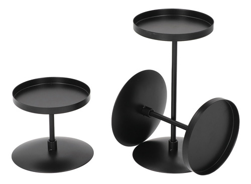 Soporte Para Velas, 3 Piezas, Piano Negro De Doble Cara, Pil