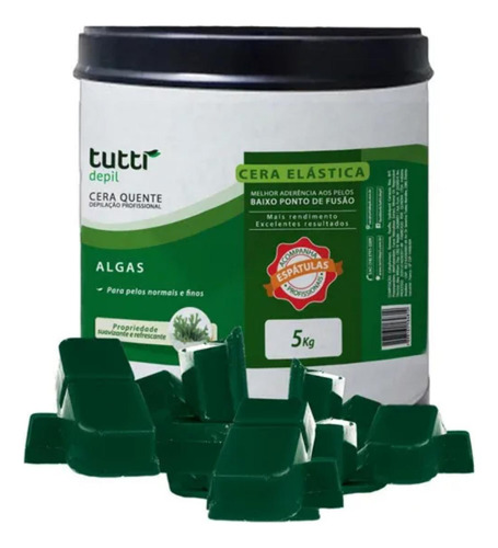 Tutti Depil Cera Elástica Para Depilação Algas 5kg