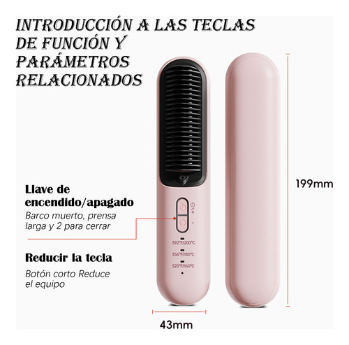 Peine Alisador De Cabello Inalámbrico Portátil Recargable