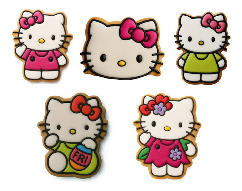 Set 5 Cortadores De Galletas Kitty Ello Kity 6 Cm Hello