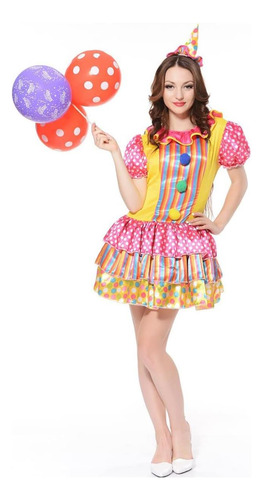 Disfraz De Payaso De Circo De Color Para Mujer Kalcykizz (l)