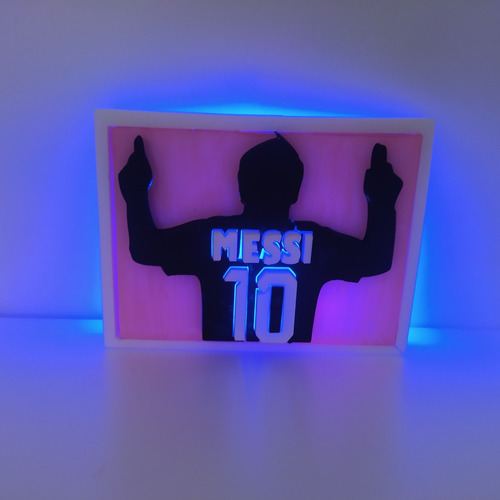 Cuadro Messi Con Luz Led En 3d De Polifan Pintado 38x28 