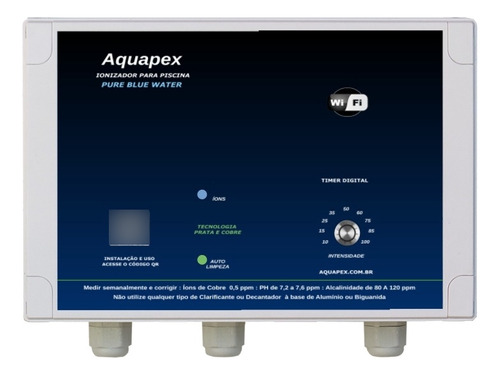 Ionizador Para Piscina Wi-fi Até 25 Mil Litros Aquapex Prata