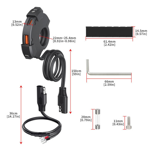Cargador Usb Para Motocicleta, Cargador De Teléfono Para
