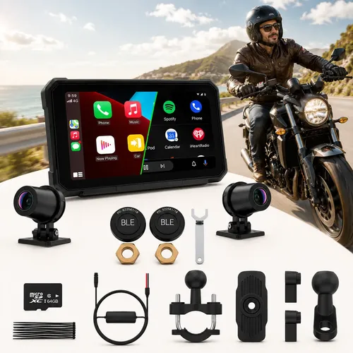 Estéreo Portátil 64g Para Motocicletas Con Ttpms+dvr
