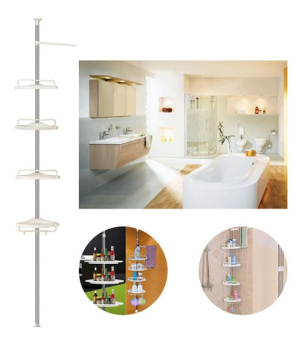 Esquinero De Baño 4 Repisas Ajustable Organizador Multiusos