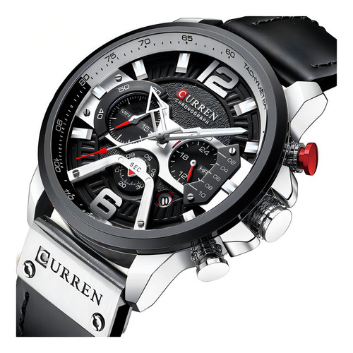 Reloj Curren 8329 de lujo para hombre, con funda, plateado