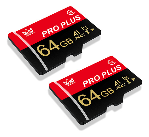 Pro Plus-2 Pack 64 Gb Memory Card (with Adapt) Red Black