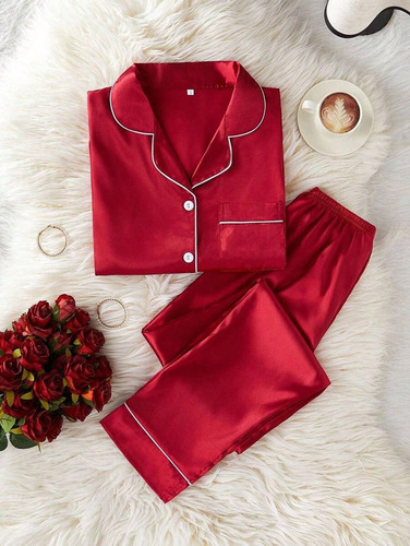 Pijamas Para Mujer De Satén Sedoso Cómodo Ropa Para Dormir