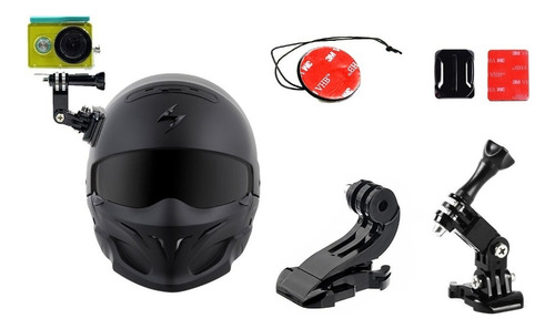 Base Adaptador Casco Moto Kit Lateral Gopro Cámara Acción