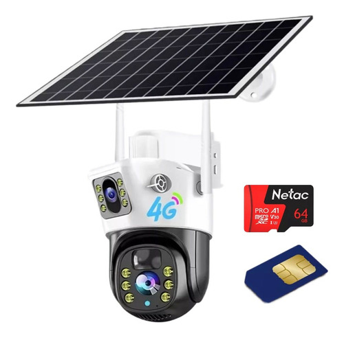Camara Solar 4g Dualcam 5mp Autonoma+sim Antel+microsd 64gb