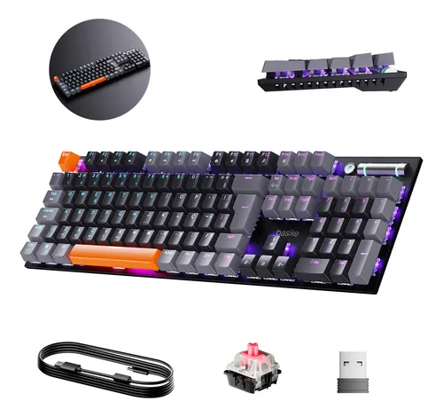 Teclado Rgb Mecanico Gasket Mount Triplo Modo(com Cabo+usb2.4g+bt5.0), Hot Swap, Layout ABNT2, Anti-Ghosting, Acessorios Compatível Pc, Windows, Android, Ios, Mac, Teclado Ergonômico, Cor Preto