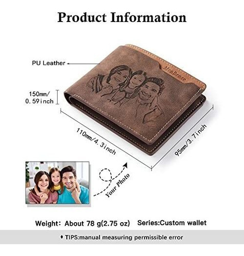 Billeteras Personalizadas Para Hombres Con Foto Y Nombre, Bi